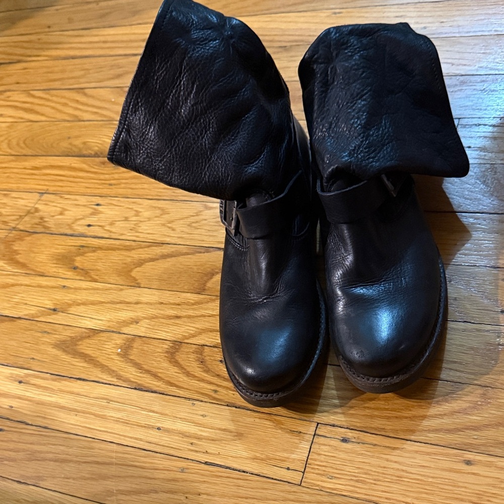 Frye Black Leather Ankle Boots